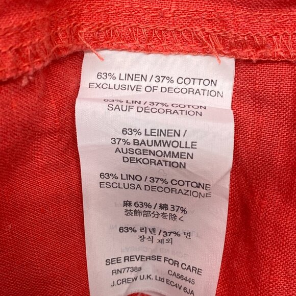 J Crew Dress Womens Small Orange Linen Blend Sleeveless Embroidered Casual - Picture 6 of 13